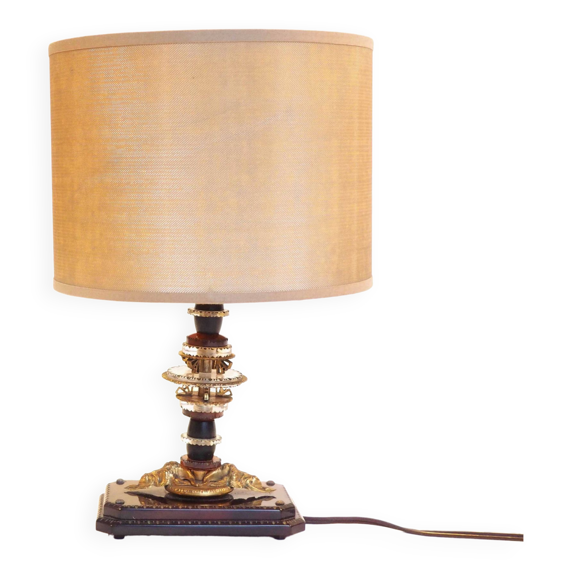 Glass and brass foot lamp