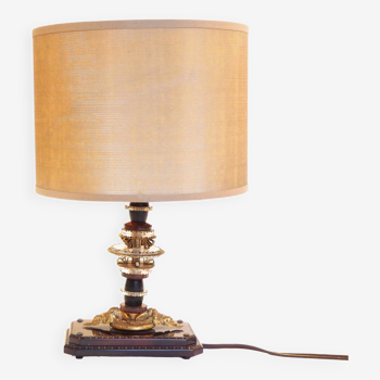 Lampe pied verre et laiton