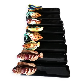 Portes couteaux barbotine poissons Vintage
