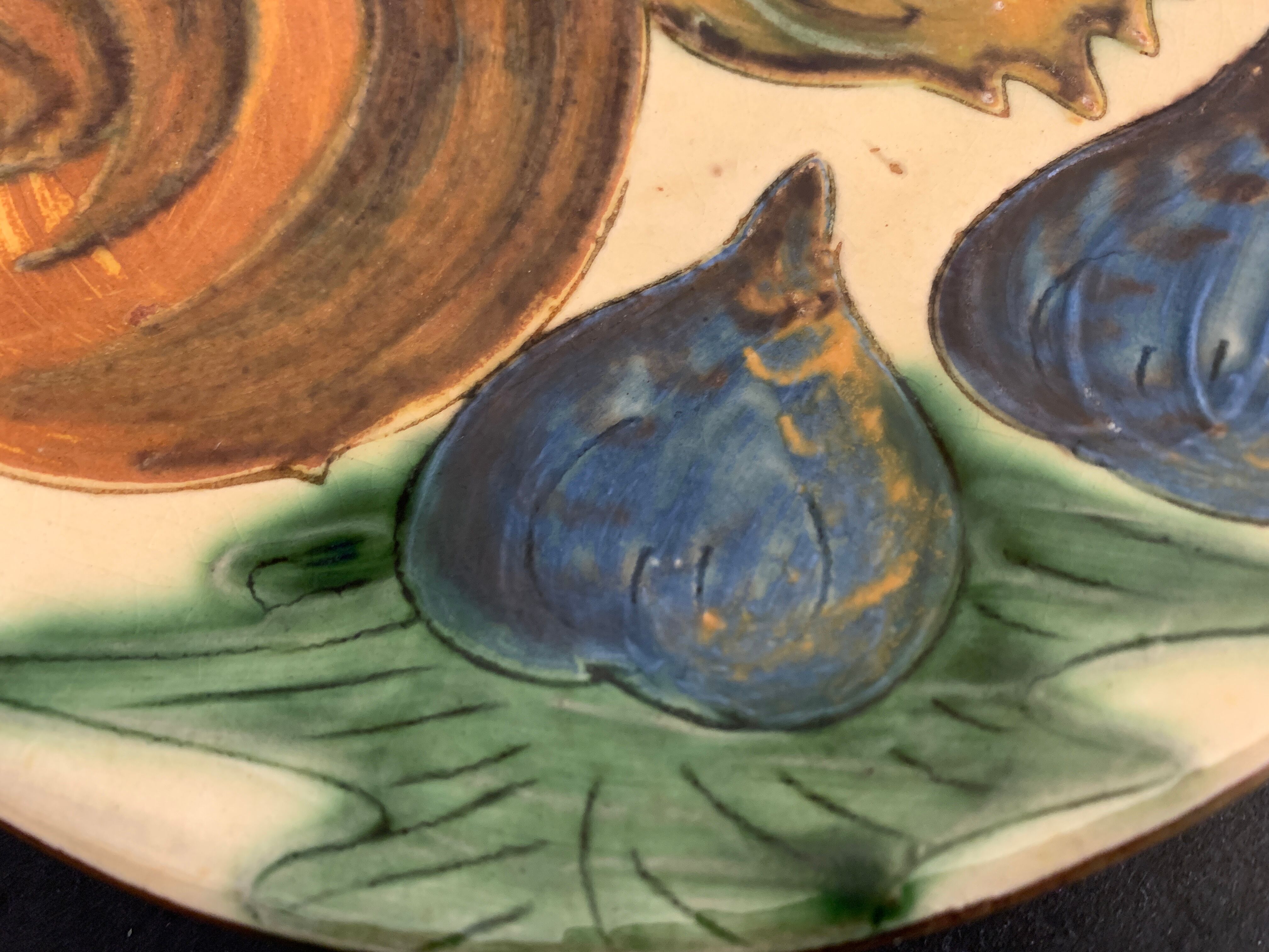 Glazed ceramic plate Puigdemont fruits, 1960
