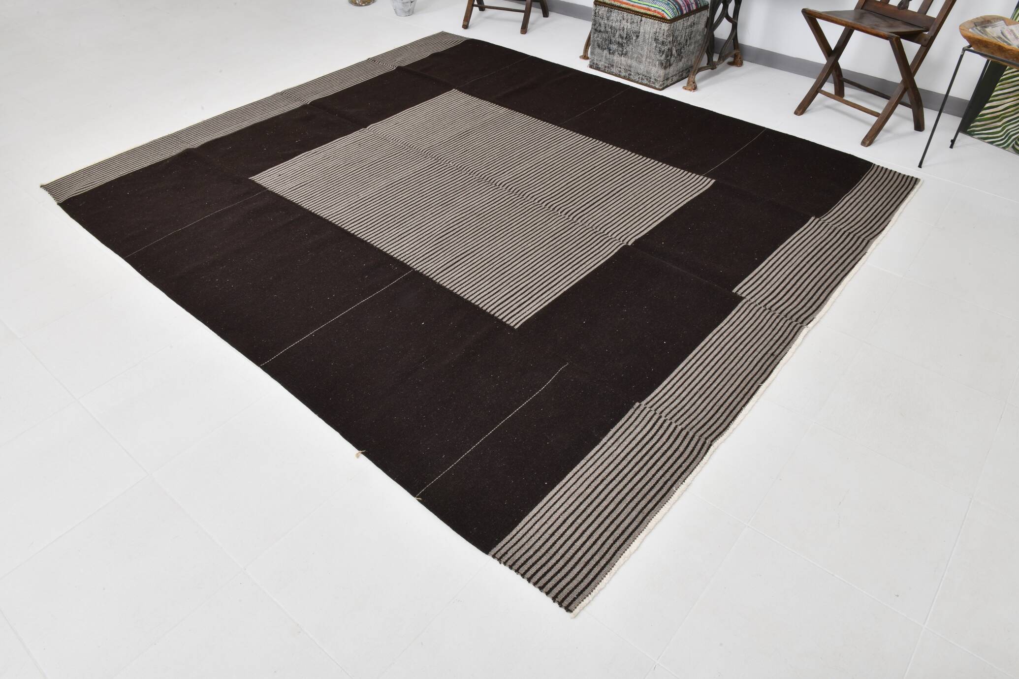 8x9 Shades Of Gray & Black Modern Turkish Rug, 242x278Cm SK 2367