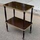 Desserte vintage palissandre double plateau doré sur roulettes 71cm