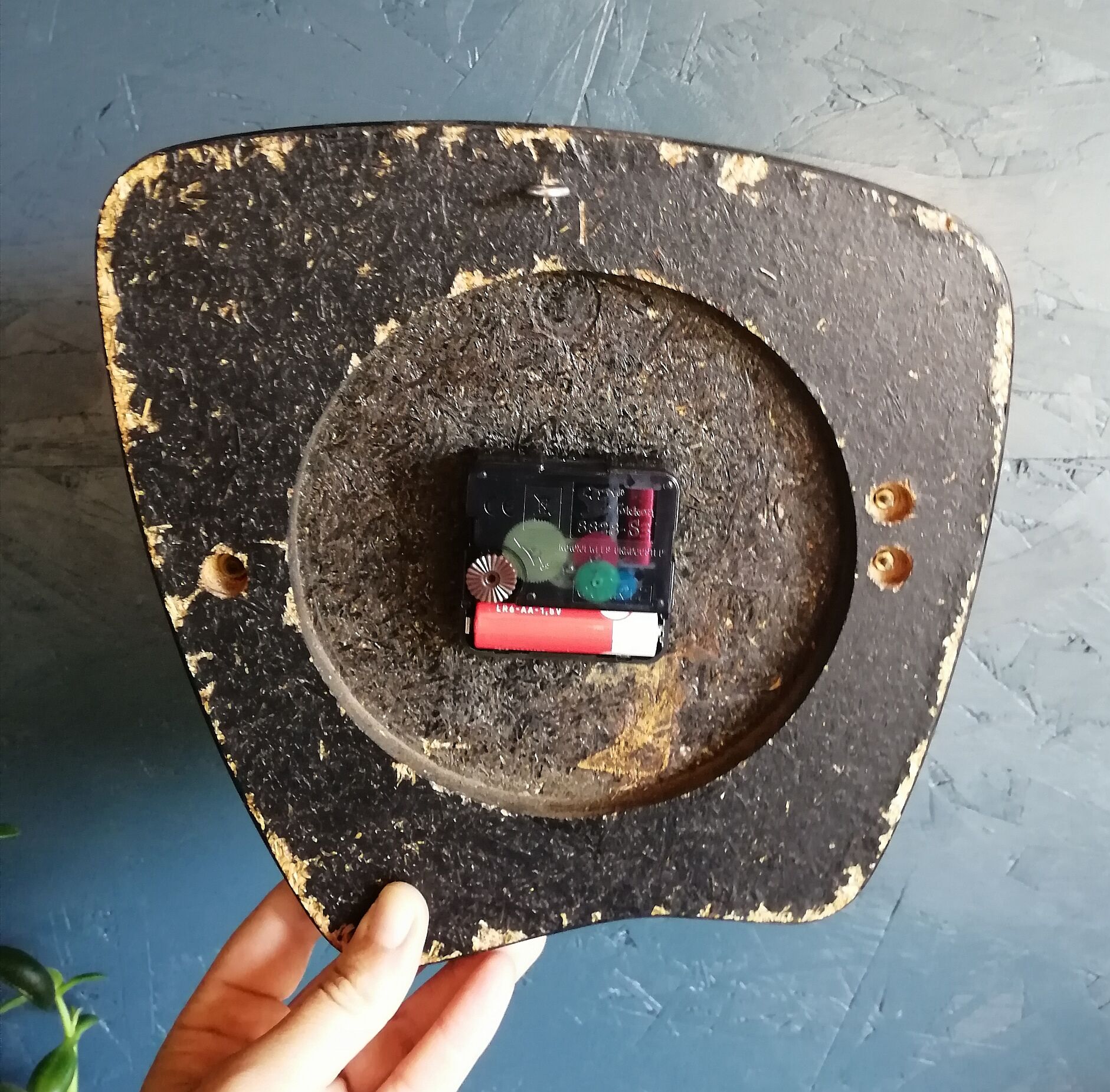 Vintage formica clock silent wall clock "DAM Electric Blue"