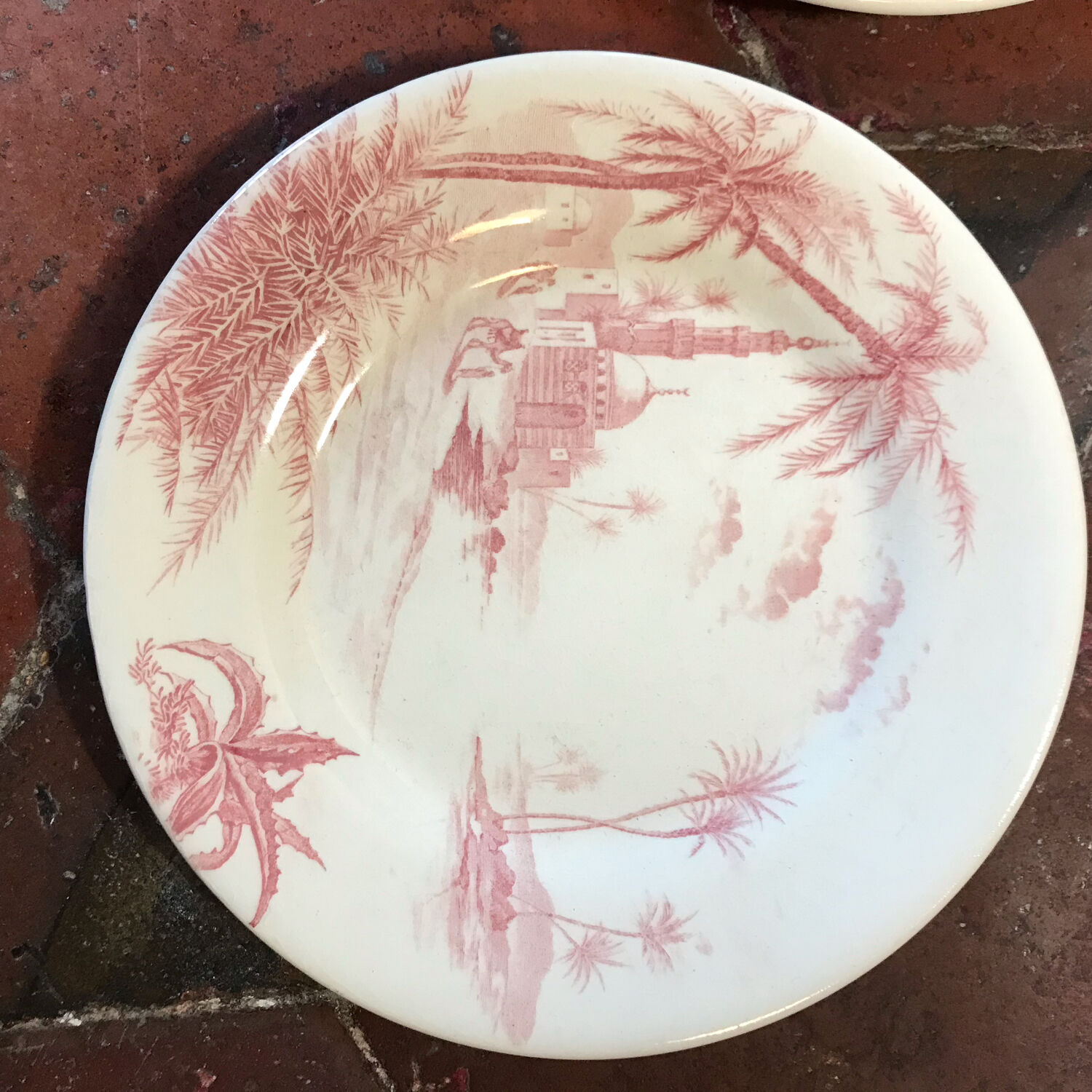 6 dessert plates views of orient rose