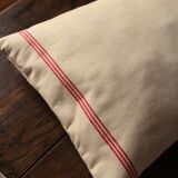 Old red striped Torchon cushion
