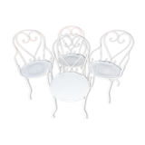 Lot of 4 restored old wrought iron armchairs