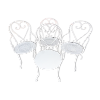 Lot of 4 restored old wrought iron armchairs