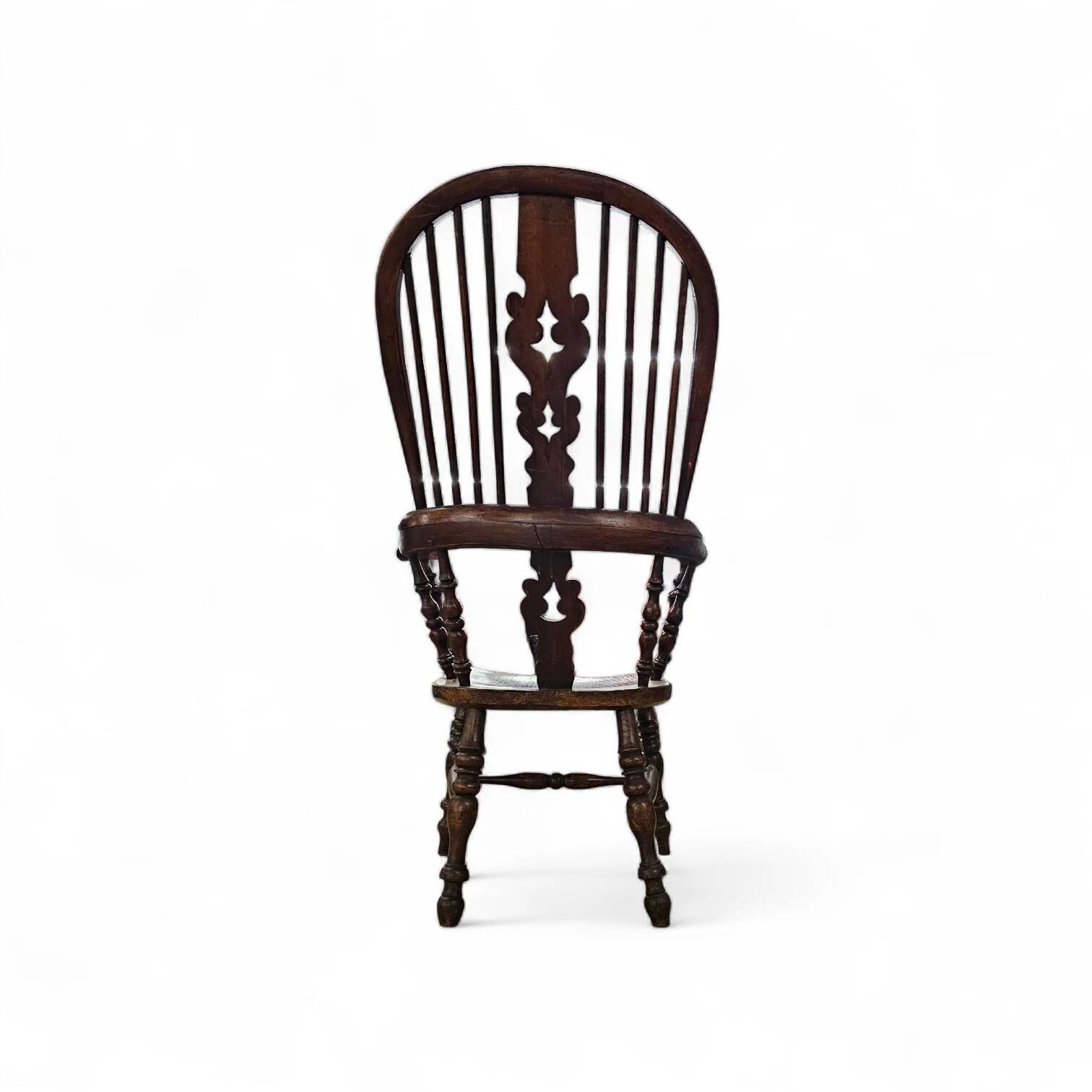 Wide arm arch back antique Windsor chair / Ash Elm rustic farmhouse Yorkshire Windsor chair / 19th century