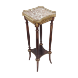 Auxiliary table made of wood, marble and brass, France 1950