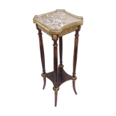 Table auxiliaire en bois, marbre et laiton, France années 1950