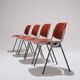 Set de 4 chaises empilables dsc 106 orange, Castelli, G. Piretti, 1970s