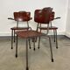 Set of 3 Galvanitas mahogany school chairs 1970s Netherlands