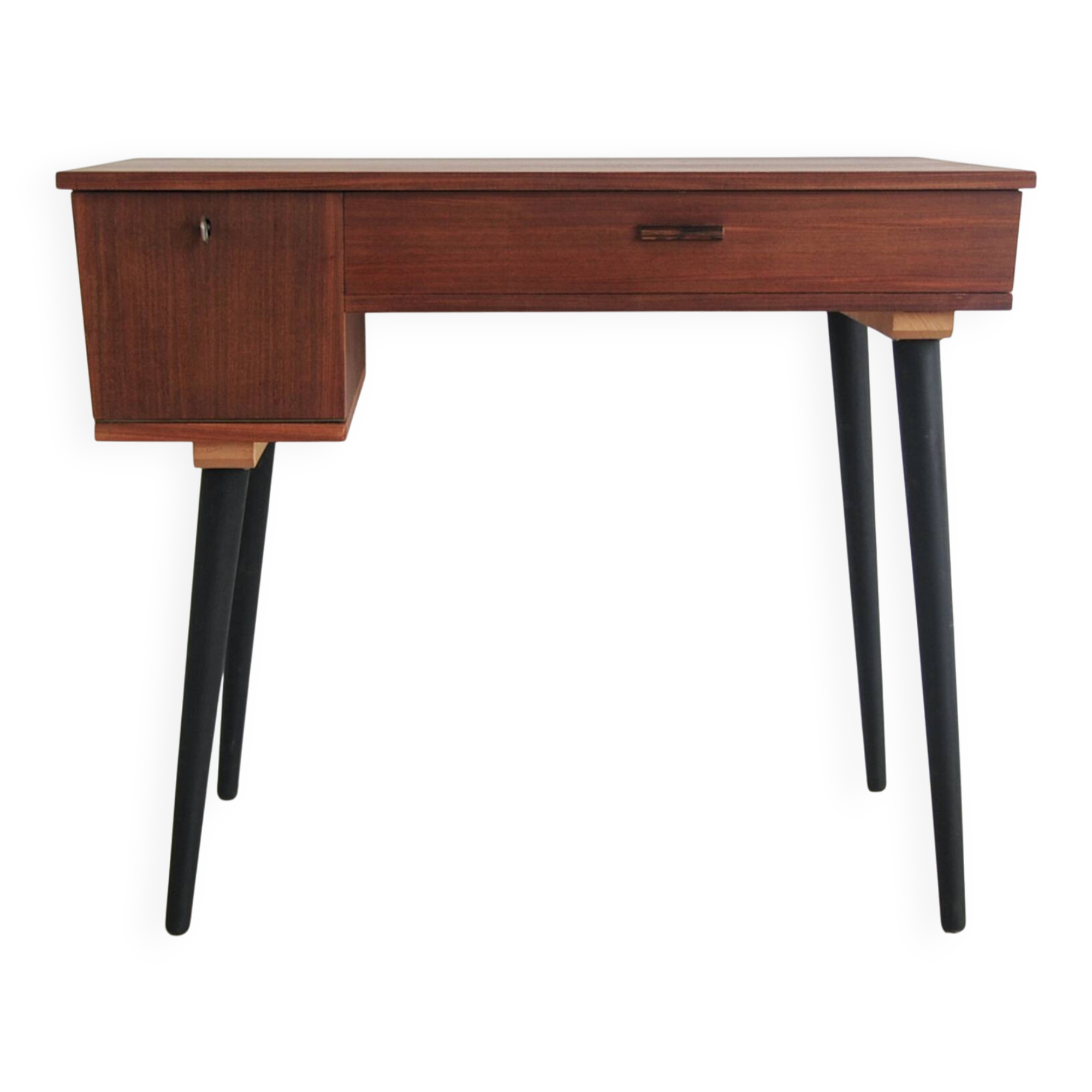 Vintage teak desk on black legs