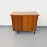 Vintage modernist desk in wood and black metal from the 60s
