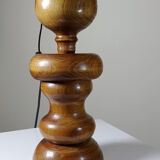 Imposante lampe style scandinave vintage design bois tourné sculpté avec anneau