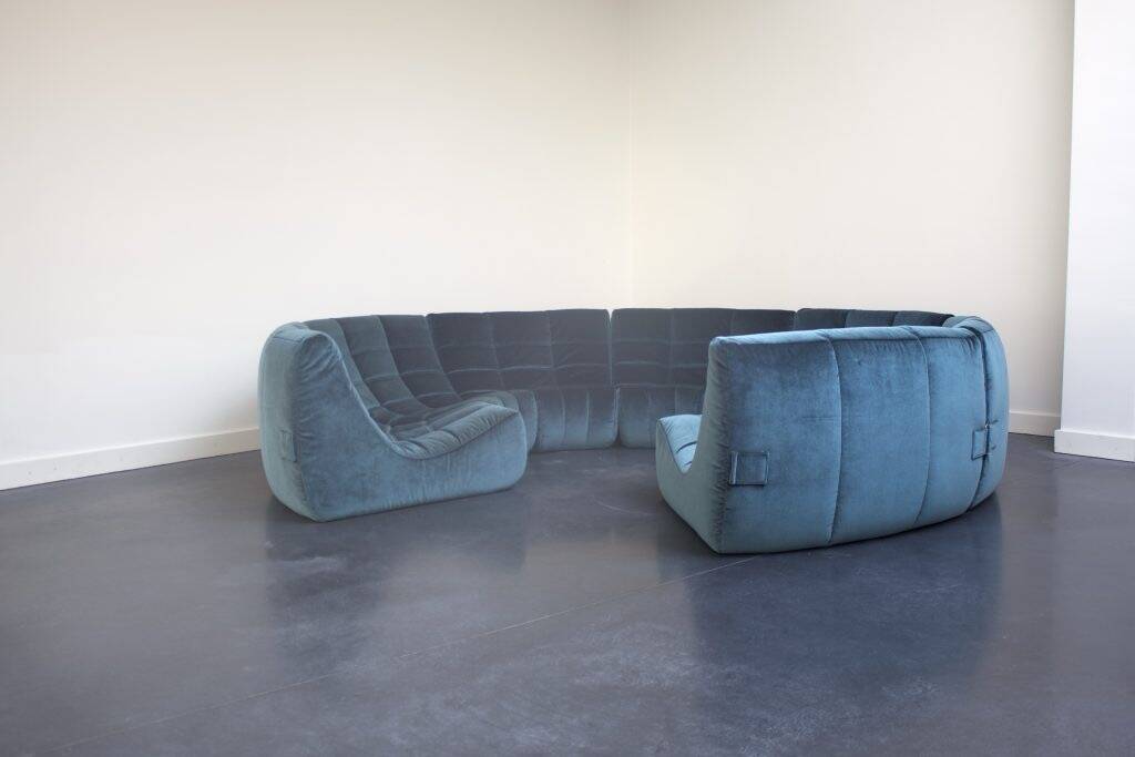 Rare and Exceptional 'Gilda' Circle Sofa in Velvet by Michel Ducaroy, 1972