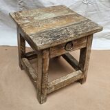 Small teak stool with 1 drawer