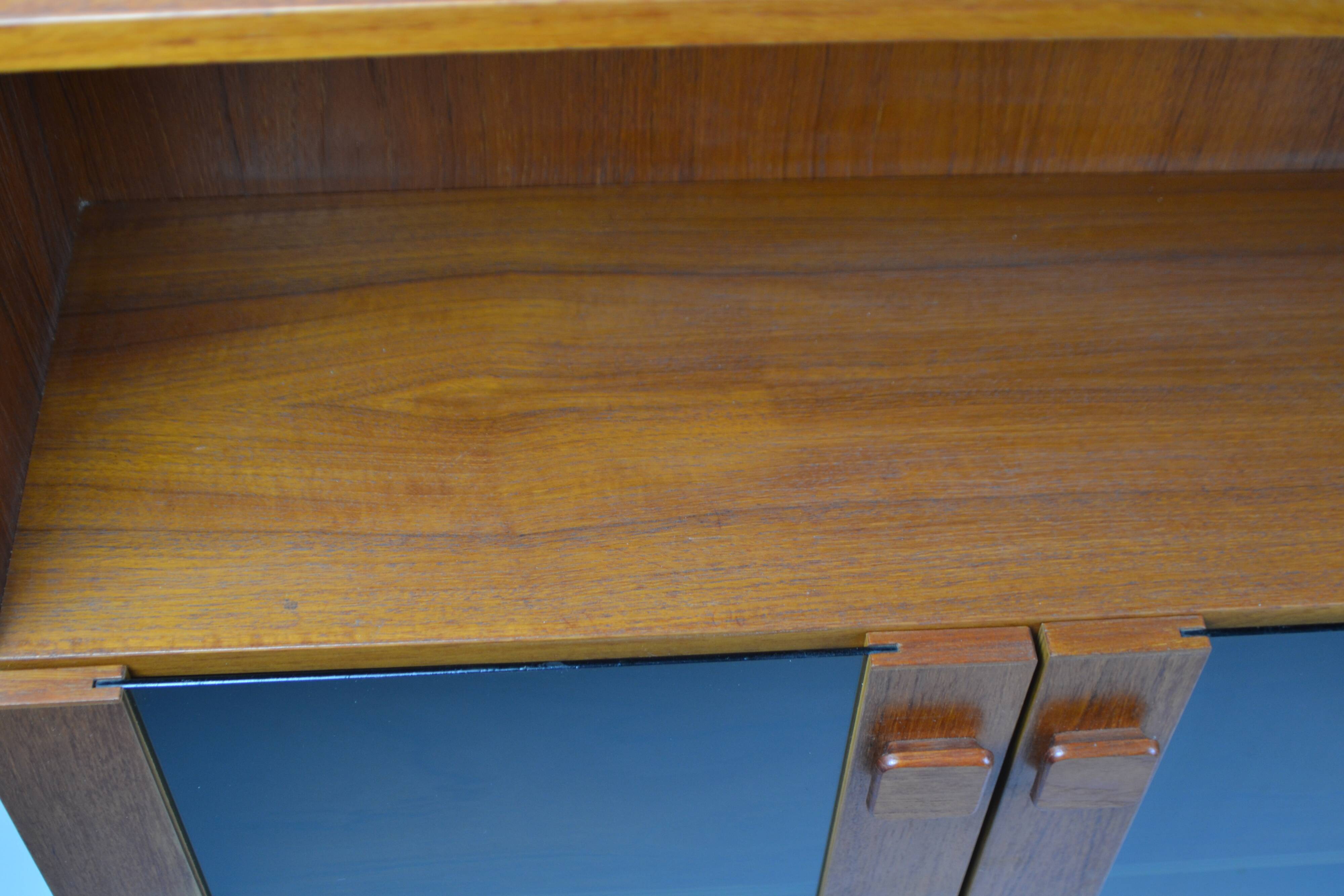 Vintage Danish bookcase / highboard with smoked glass doors