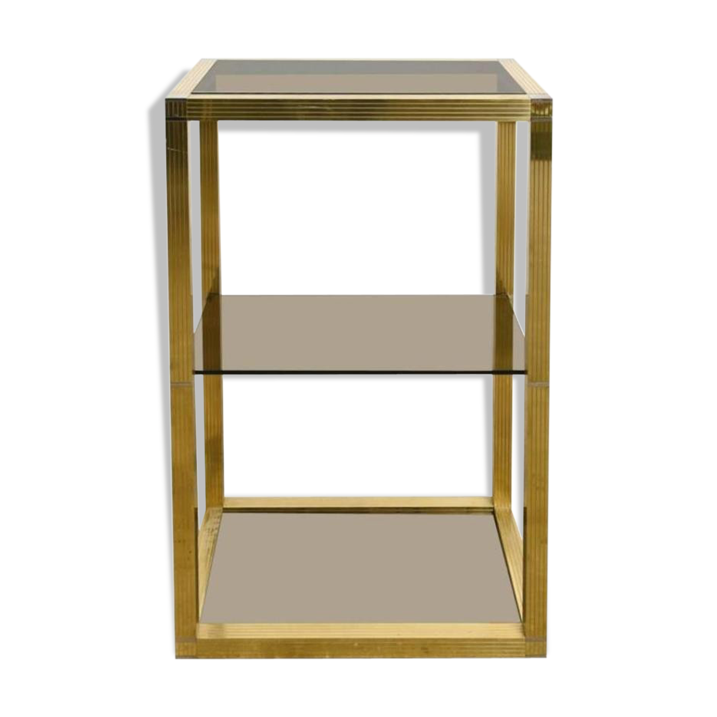 Showcase vintage brass and glass smoked by Romeo Rega 1970 s