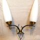 Maison arlus black and brass sconces with white opaline, france - a pair