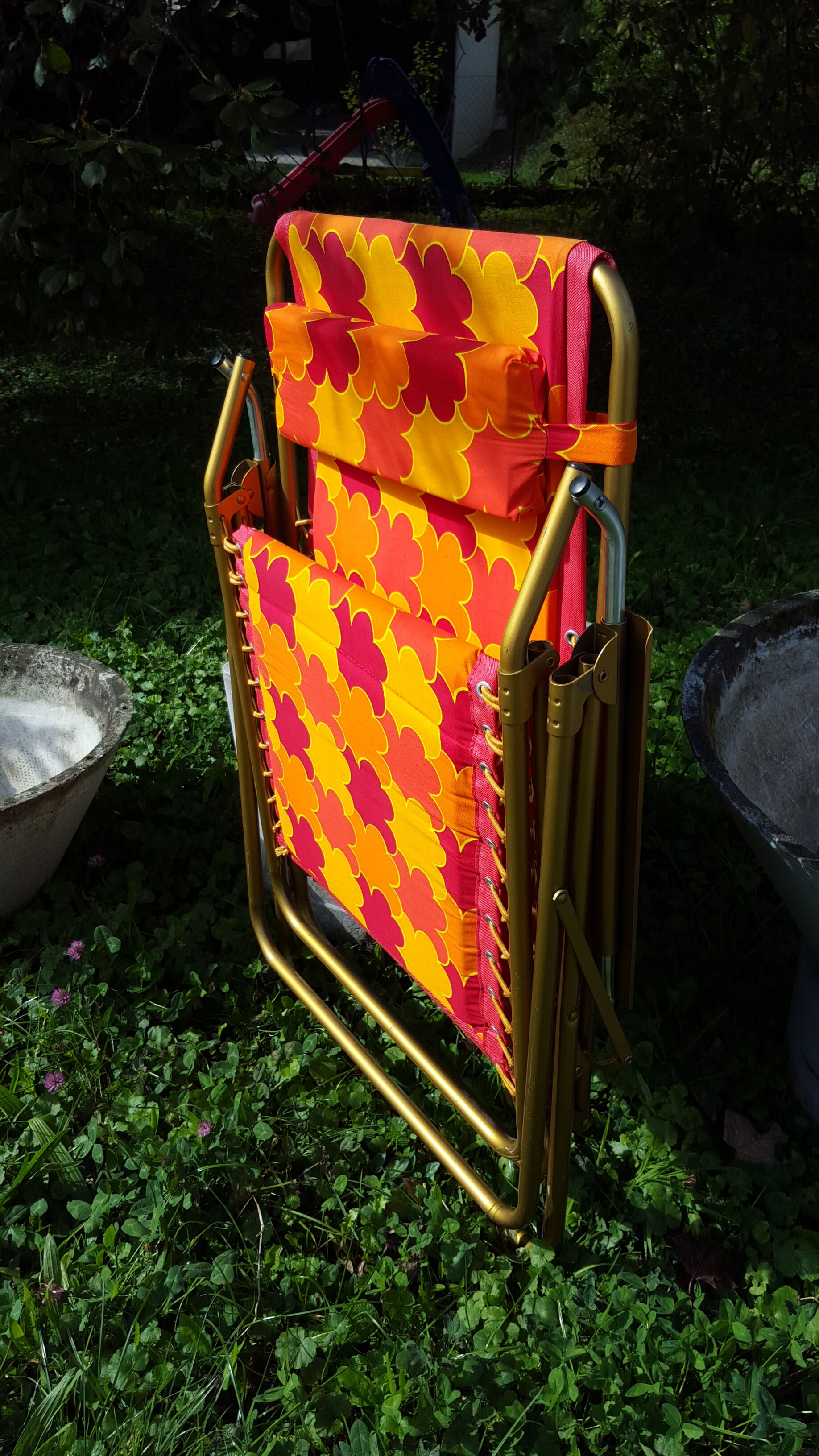 Vintage lafuma orange folding long chair  70