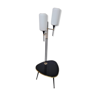 Lampadaire deux globes en verre et tablette