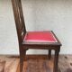 Pair of old chairs art deco in sculpted wood & vintage red leather seat