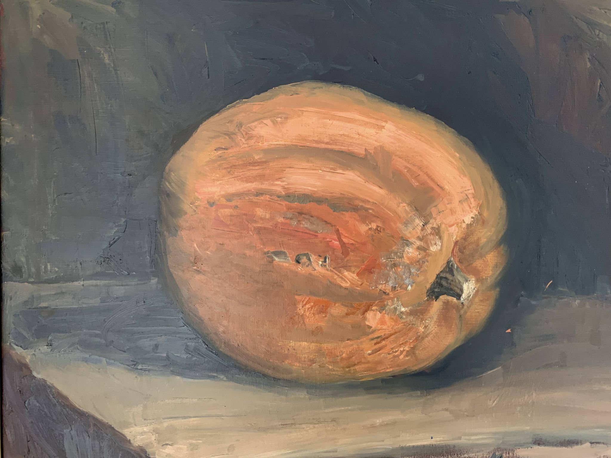 Vintage Still life with Pumkin oil Painting on Canvas signed R. Grinberg