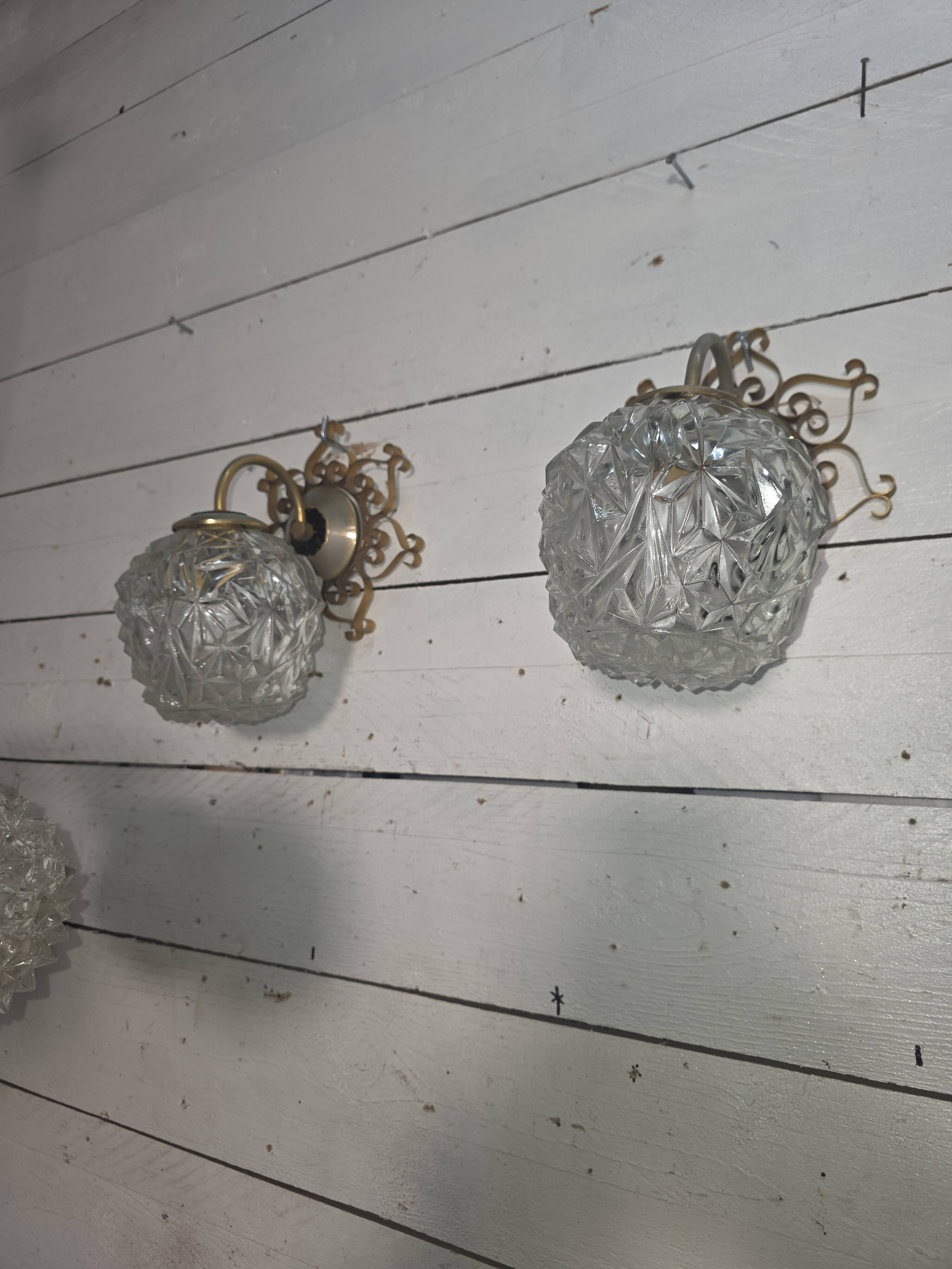 Paire d'appliques vintage en fer forgé doré des années 60/70