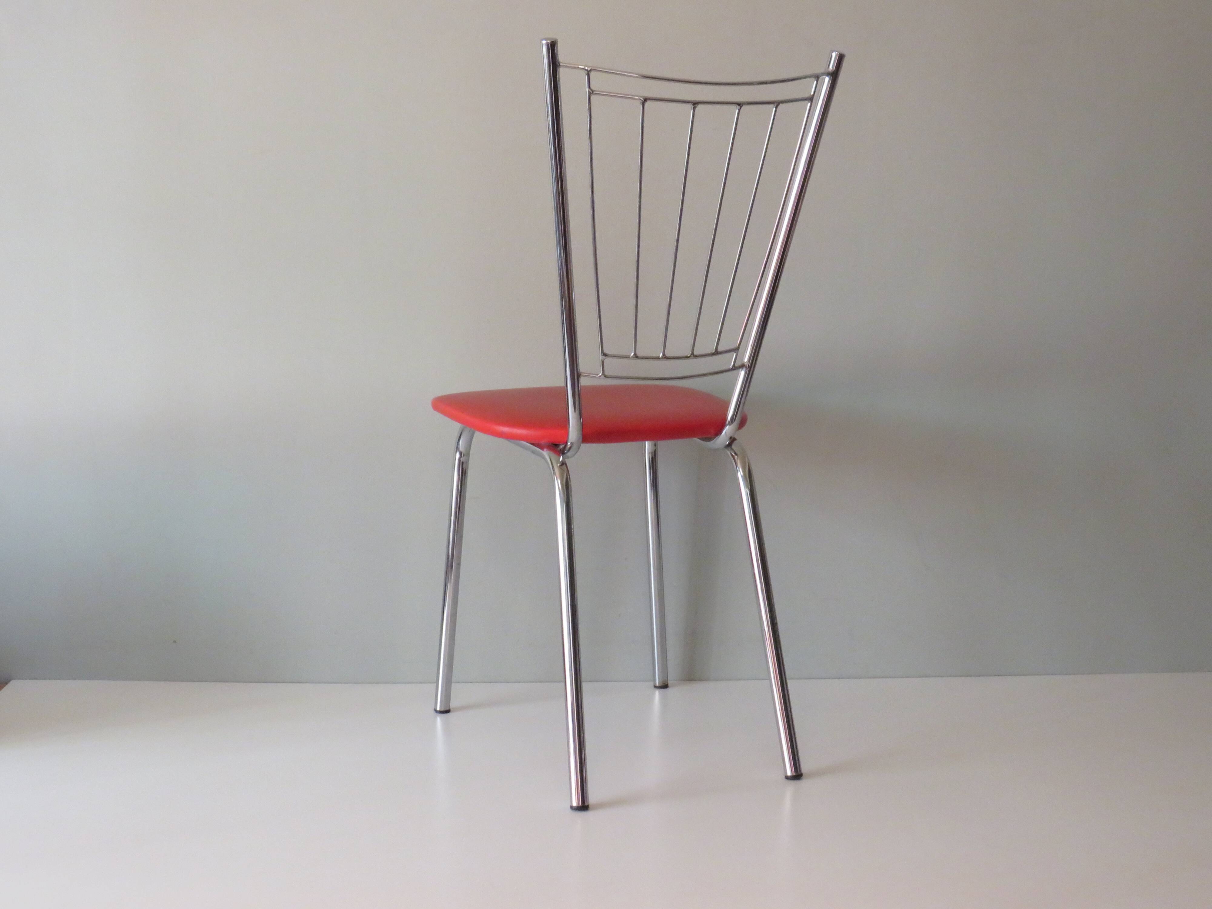 Ensemble de 4 chaises de salle à manger ou de cuisine happy orange, Allemagne 1960