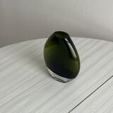 Blown green glass vase