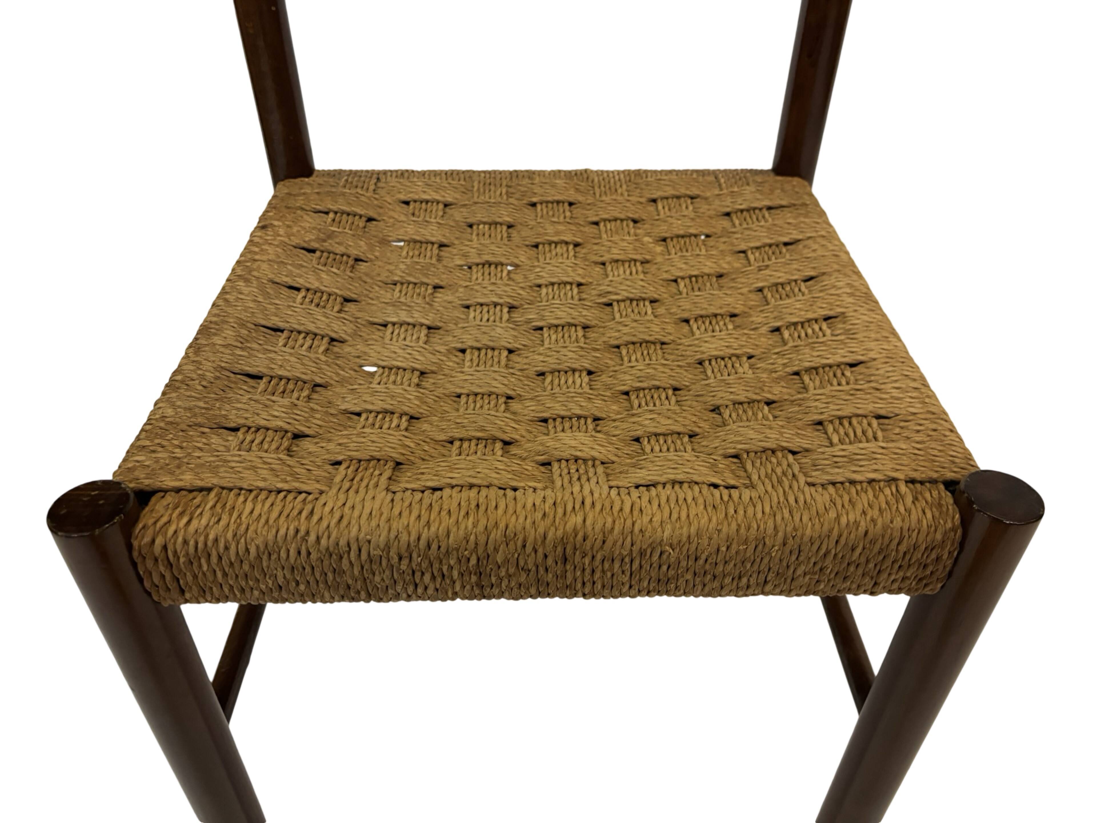 Vintage chair from the 70s minimalist design in wood and paper cord