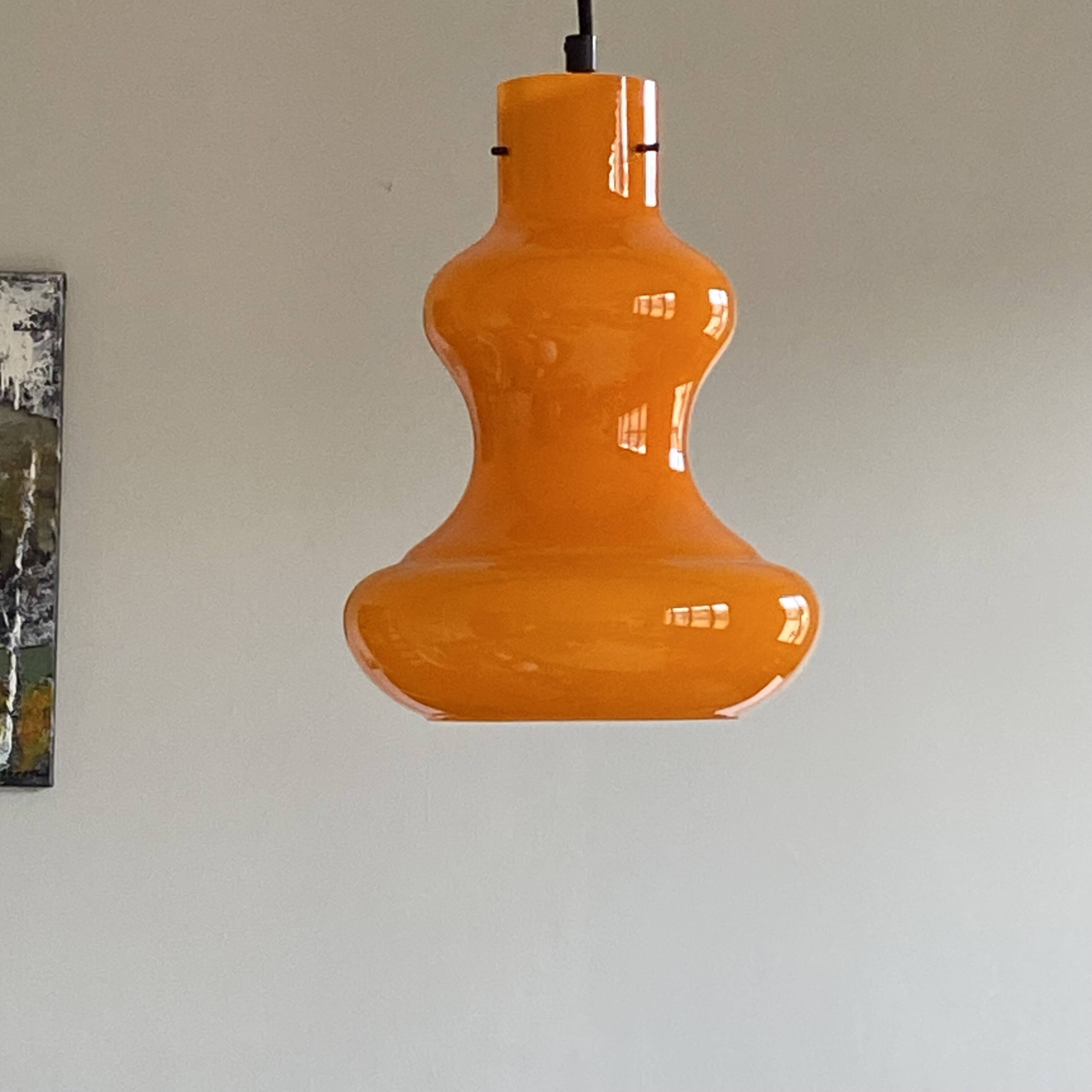 Vintage orange opaline glass pendant light