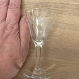 Set of 5 engraved glass liqueur glasses