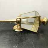 Gold metal lantern wall light with vintage beveled glass