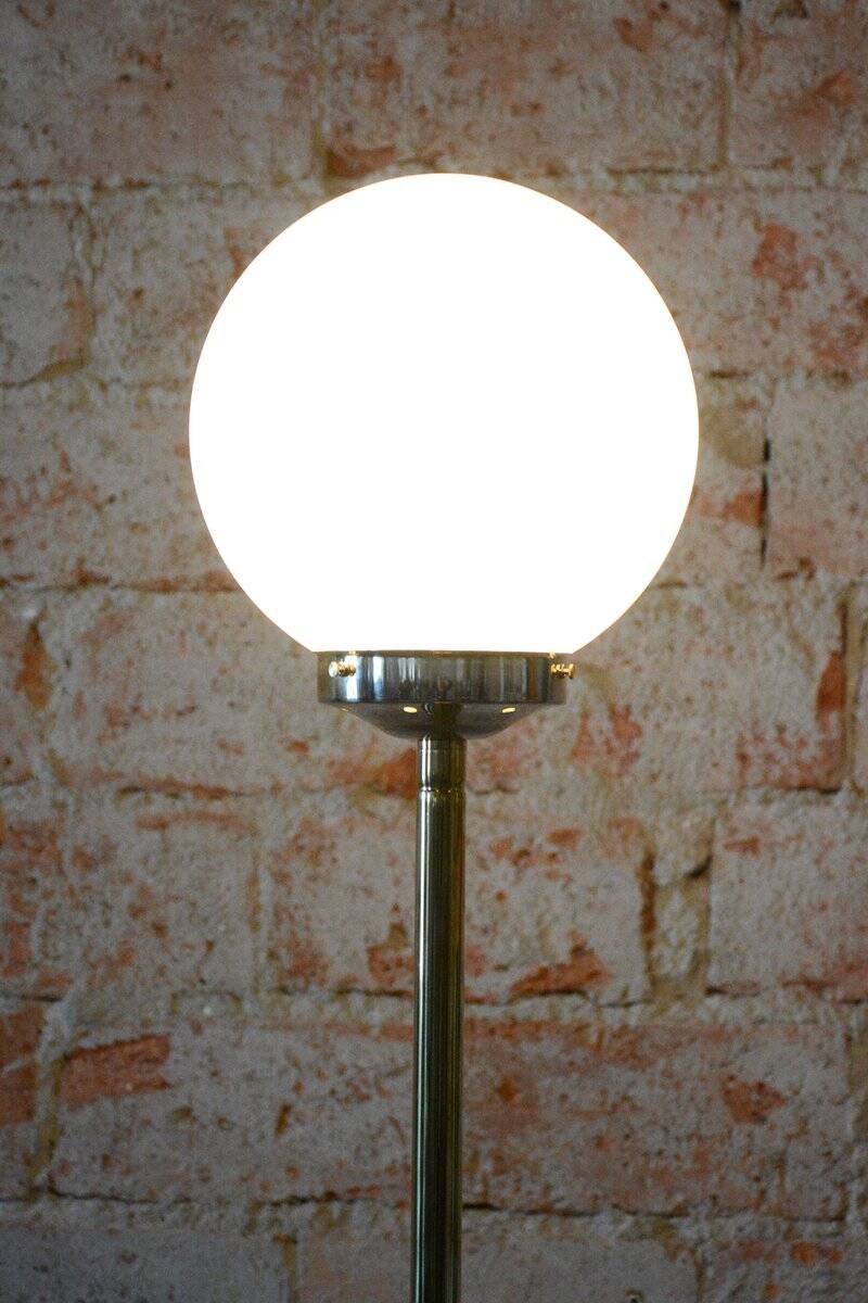 Mid-Century Modern Floor Lamp in Brass and Opaline Glass, 1960s