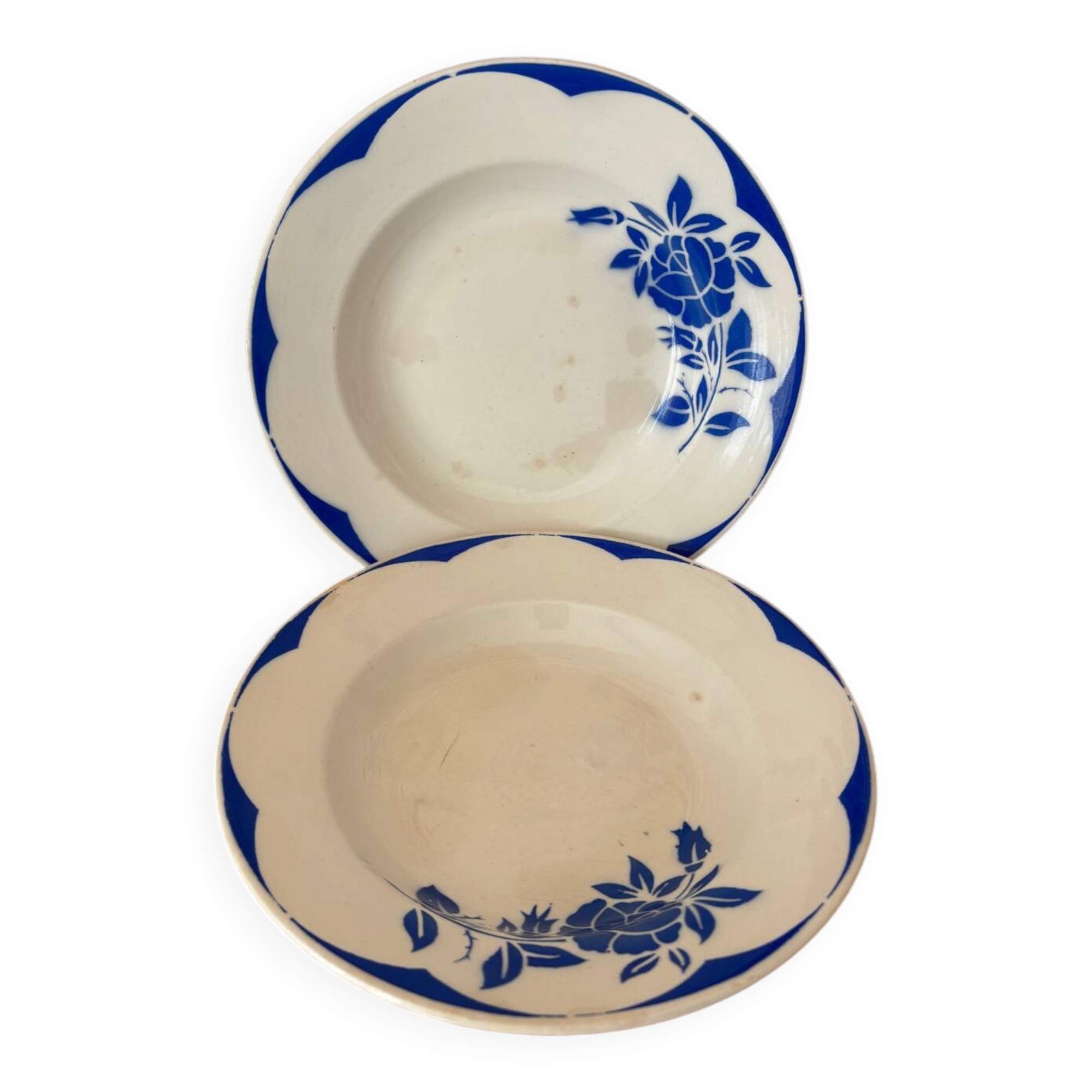 Set of 2 antique deep plates Digoin Sarreguemines Corsica