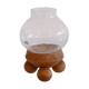 Scandinavian glass and wood candlestick 1960