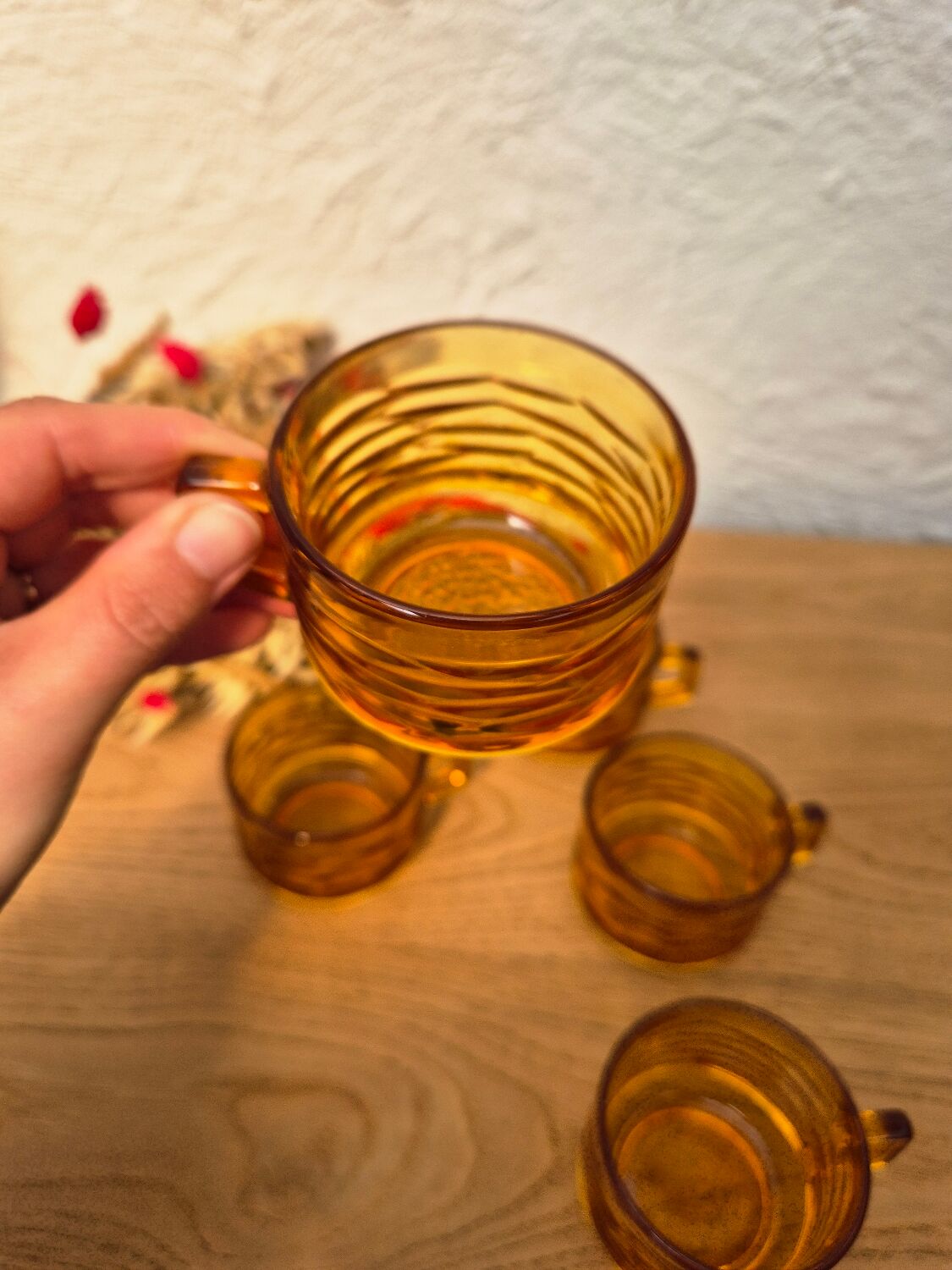 Amber glass cups