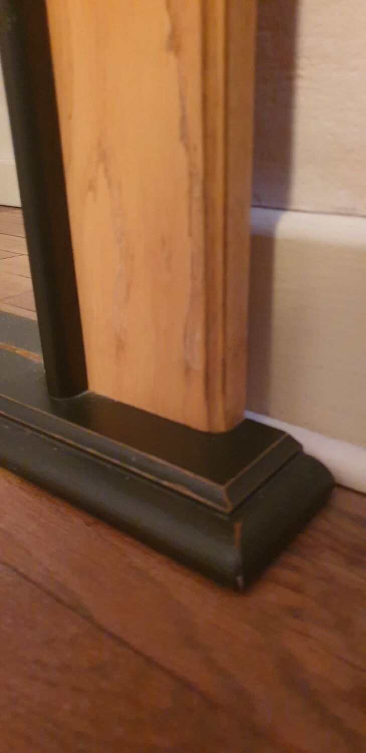 Large Trumeau Mirror XXL in Solid Oak and Black Cornice – 157x128