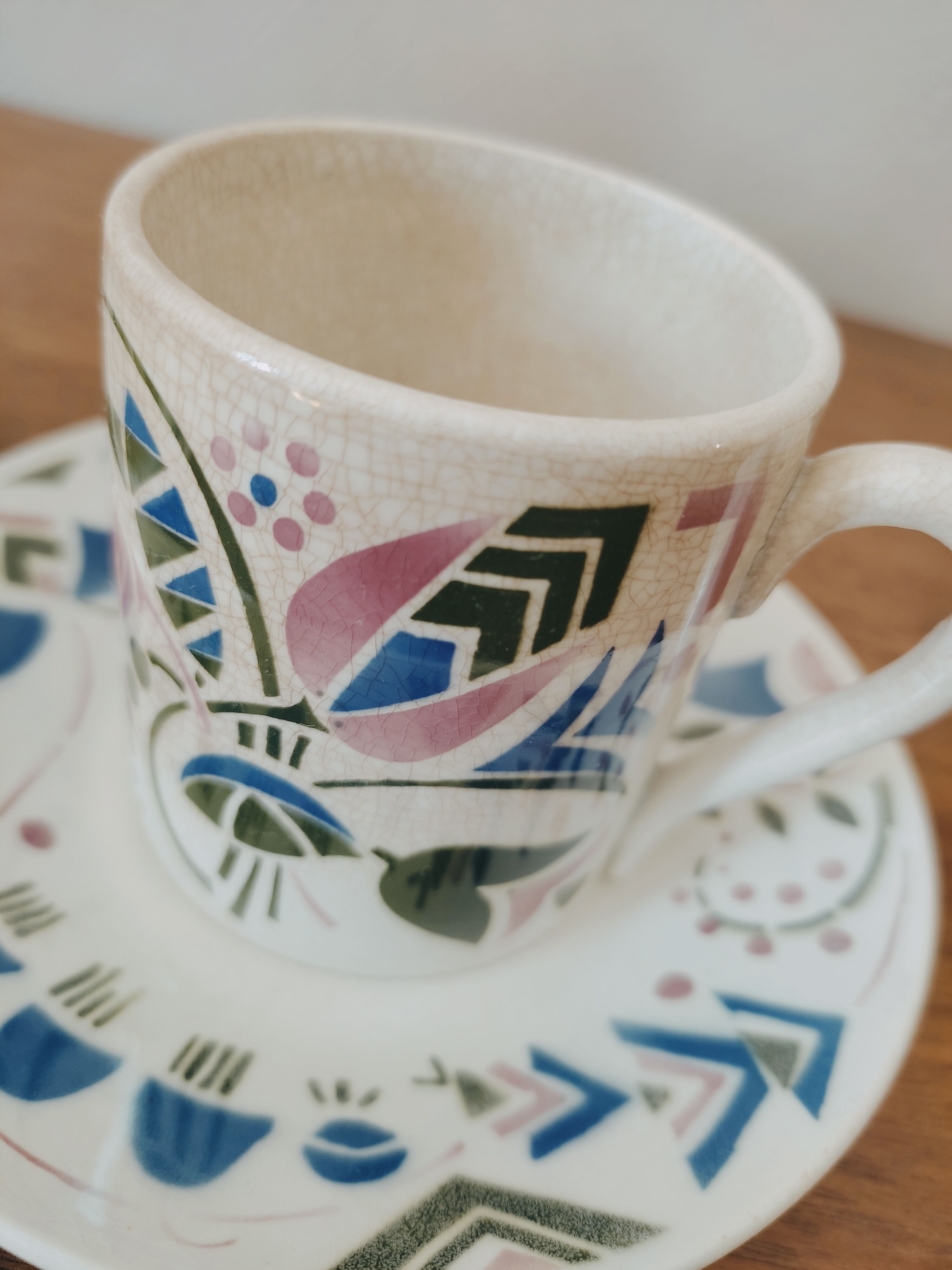 Set of 5 espresso cups in Lunéville earthenware