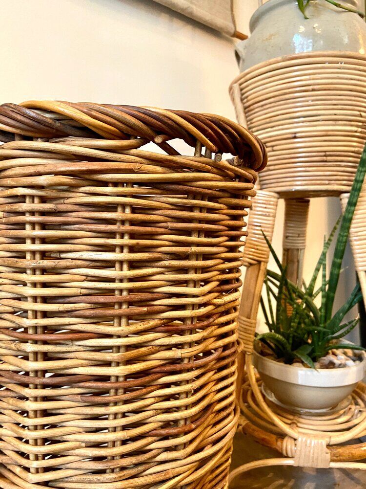 Braided wicker basket