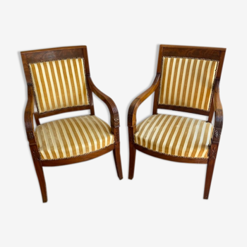 Paire de fauteuils epoque 19ème restauration acajou