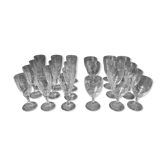 Set of 23 engraved crystal glasses