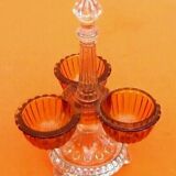 1930s Molded and colored glass condiment spinner