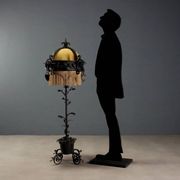 Antique Art Nouveau lamp in wrought iron, Italy, 20th century