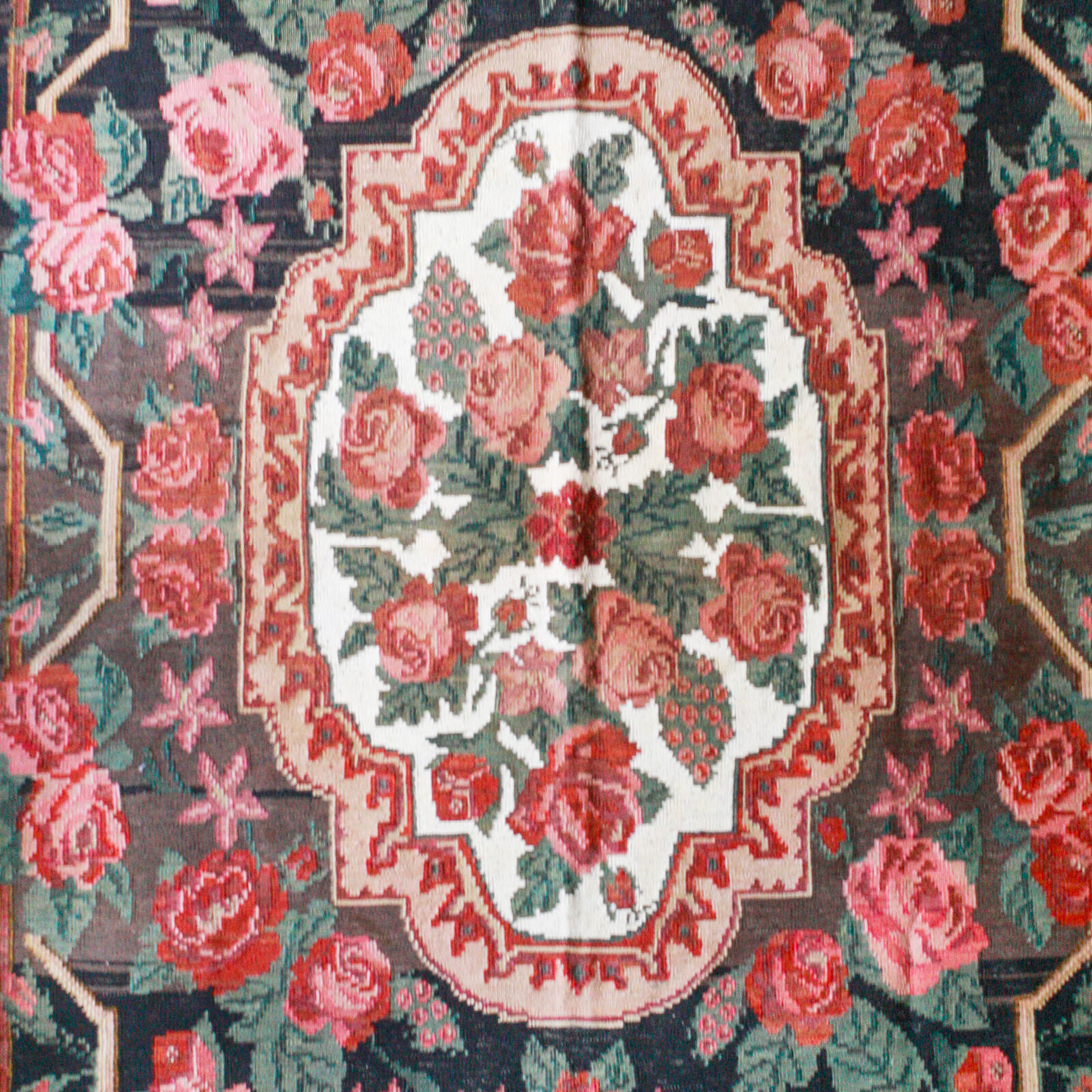 Vintage Flat-Weave Rose Kilim Rug 170x280cm