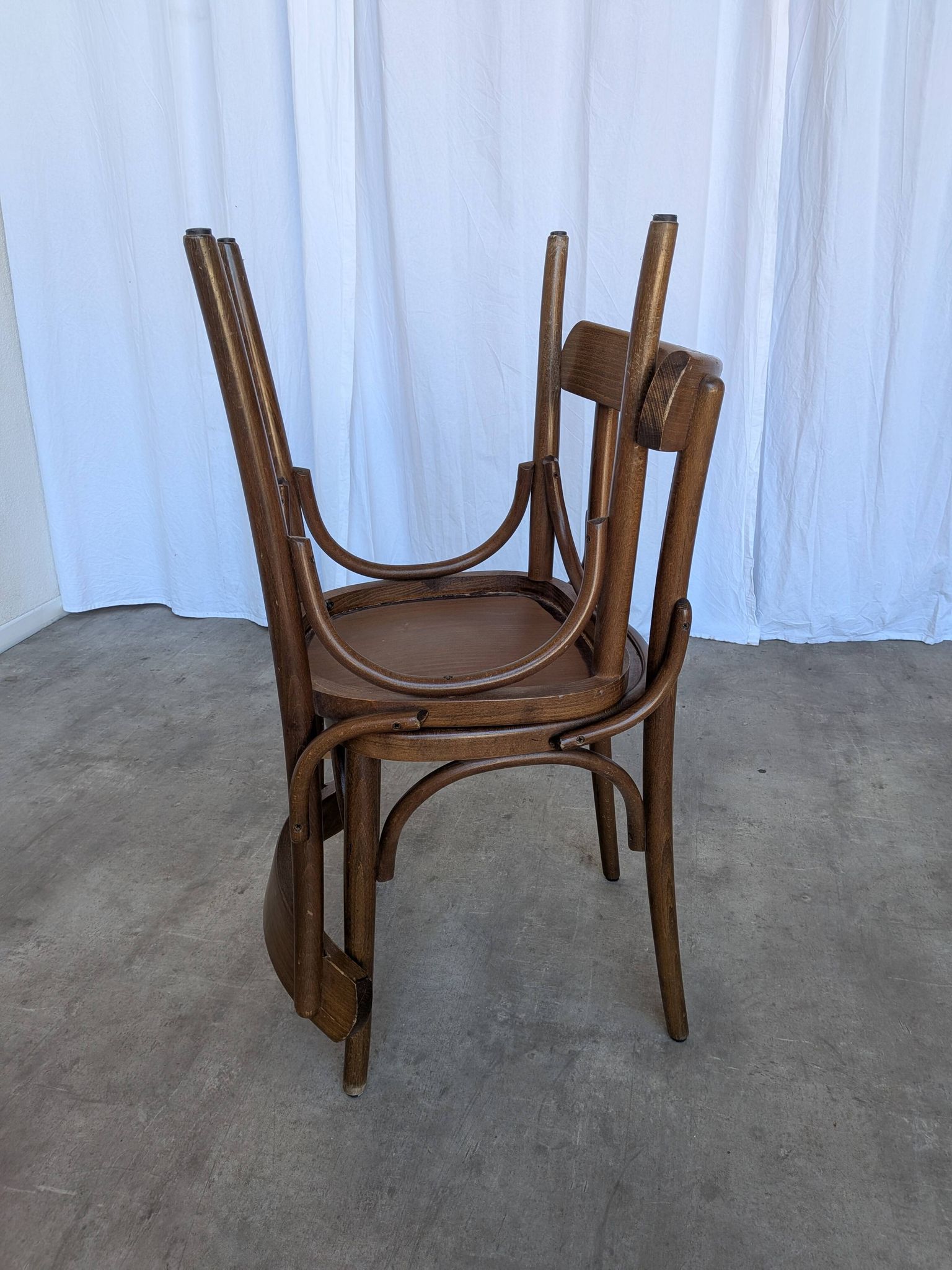 Set of 2 Vintage Wooden Dining Chair: Mid-Century Bistro Style, Yugoslavia