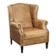 Comfortable cowhide wingback armchair with a timeless English look