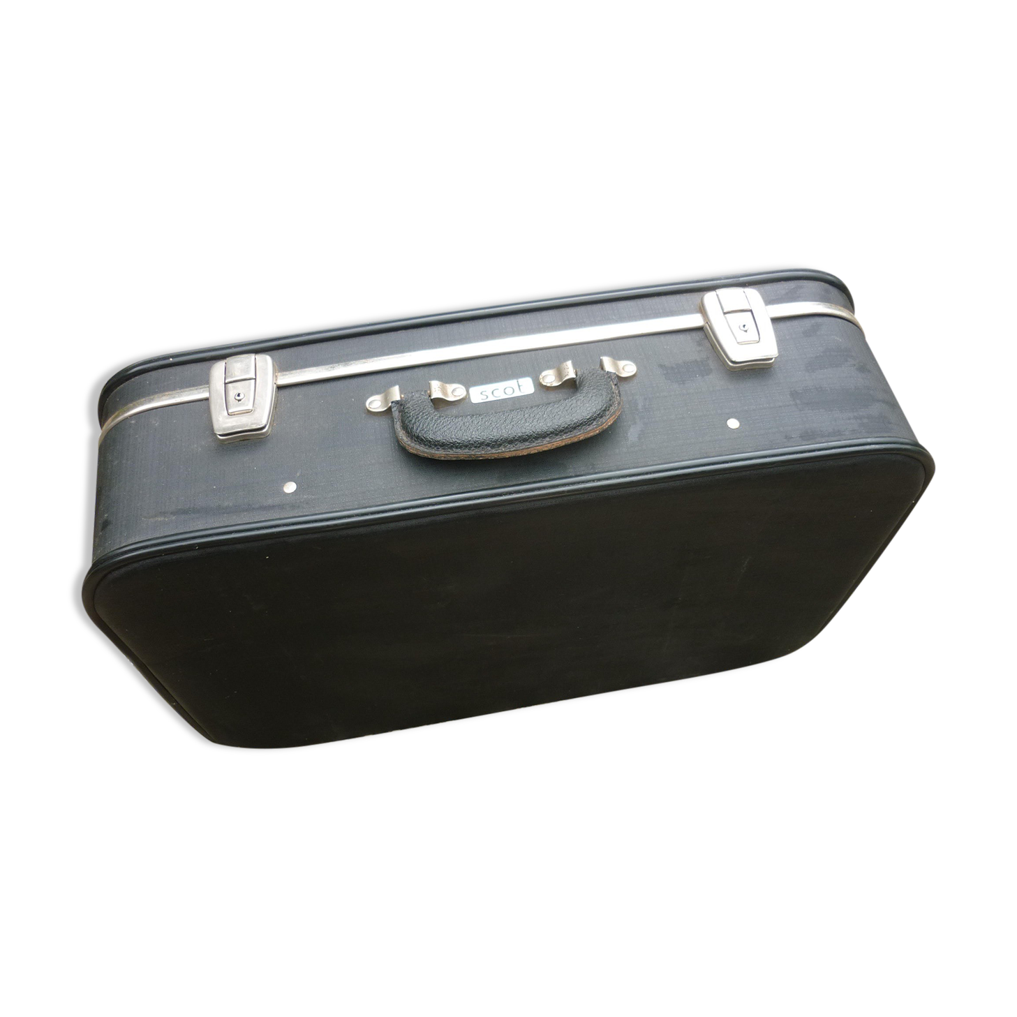Black antique suitcase, registered trademark scot